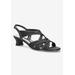 Wide Width Women's Tristen Sandal by Easy Street in Black Satin (Size 7 W)