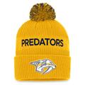 Men's Fanatics Branded Yellow/Navy Nashville Predators 2022 NHL Draft Authentic Pro Cuffed Knit Hat with Pom