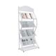 ROMYIX Floor-Standing Magazine Rack Black/White, 4-Layer Iron Information Rack Storage Rack S-shaped Newspaper Rack Display Rack (White)