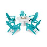 POLYWOOD Vineyard Adirondack Chair 6-Piece Chat Set with Fire Pit Table