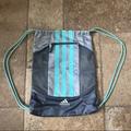 Adidas Bags | Addidas Teal And Grey Drawstring Backpack With Zipper Pocket | Color: Gray/Green | Size: Os