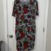 Lularoe Dresses | Nwt Xl Llr Julia Dress | Plum, Olive, Red Wine Floral Print On Grey Background | Color: Gray/Green | Size: Xl