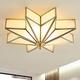 TRPYA Modern 4-Light LED Ceiling Lamp, Beveled Frosted Glass Flush Mount Lighting Fixture Traditional Brass Star Close to Light Decorative Pendant for Hotel Hall Bedroom Living Room, Multi-colored