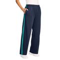 Plus Size Women's Side Stripe Cotton French Terry Straight-Leg Pant by Woman Within in Navy Waterfall (Size 42/44)