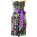 Anthropologie Dresses | Edme & Esyllte Anthropologie Strapless Tropical Belted Dress Size 4 | Color: Black/Purple | Size: 4