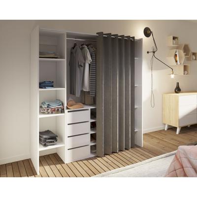 TemaHome »Tom 2.1« Kleiderschrank mit Vorhang Weiß Taupe 112/185x182x50 cm