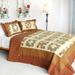 3PC Vermicelli-Quilted Floral Patchwork Quilt Set (Full/Queen Size)