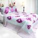 Floral Print 3PC Cotton Vermicelli-Quilted Printed Quilt Set (Full/Queen Size)