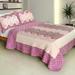 100% Cotton 3PC Vermicelli-Quilted Patchwork Quilt Set (Full/Queen Size)