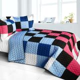 Ice Fire 3PC Vermicelli - Quilted Patchwork Quilt Set (Full/Queen Size)