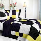 King Brand New Vermicelli-Quilted Patchwork Quilt Set Full/Queen