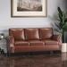 Alcott Hill® Coryon Faux Leather 3 Seater Sofa w/ Nailhead Trim Faux Leather in Brown | 37 H x 80 W x 33.5 D in | Wayfair