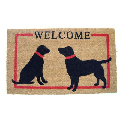 Two Dogs Welcome Coir Mat With Vinyl Backing Floor Coverings by Nature Mats by Geo in Multi