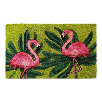 Playful Flamingo Coir Mat With Vinyl Backing Floor Coverings by Nature Mats by Geo in Multi