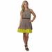 Jessica Simpson Dresses | Jessica Simpson Taupe And Lemon Pleated Dress (Small) | Color: Tan/Yellow | Size: S