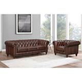 Hydeline Alton Bay Top Grain Leather Chesterfield Sofa and Chair - Sofa, Chair