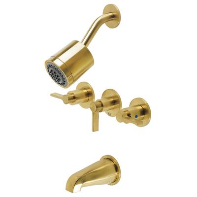 Kingston Brass NuvoFusion Three-Handle Tub and Shower Faucet