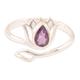 Lilac Lotus,'Amethyst and Sterling Silver Lotus Wrap Ring from India'