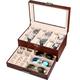 Voova Watch Boxes Organizer Jewellery Box for Men Women,2 Layer Large 12 Slot PU Leather Watch Storage Case,Glass Top Jewelry Display Holder for Watches Sunglasses Rings Necklaces Bracelets,Brown
