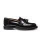 SOLOVAIR Hi-Shine Tassel Loafer Black Leather with a Long Fringe - Unisex