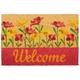 Fußmatte Kokos, Welcome Schriftzug & Blumen-Motiv, Türvorleger innen & außen, Kokosmatte 40 x 60