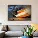 East Urban Home 'Vintage Civil War Painting of a Warship Burning' Graphic Art Print on Canvas Canvas, in Blue/Orange | Wayfair