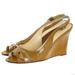 Kate Spade Shoes | Kate Spade New York Women's Peep Toe Wedge Sandals Size 8 Patent Leather Mustard | Color: Yellow | Size: 8