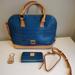 Dooney & Bourke Bags | Dooney & Bourke Croco Embossed Satchel | Color: Blue/Tan | Size: Os