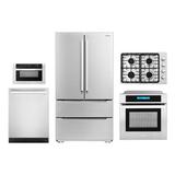 Cosmo 5 Piece Kitchen Package w/ French Door Refrigerator & 30" Gas Cooktop & Wall Oven, Stainless Steel | 69.88 H x 35.6 W x 29 D in | Wayfair