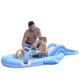 Northlight Seasonal 6.75ft Inflatable Childrens Whale Shaped Interactive Play Pool Plastic in Blue | 13.5 H x 51 W x 82 D in | Wayfair
