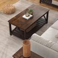 Red Barrel Studio® Coffee Table w/ Storage Wood in Brown | 17.7 H x 39.4 W x 21.7 D in | Wayfair F544080E251D4DECBBFAC8CD8277408C