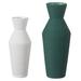 Latitude Run® Decorative Round Sharp Concaved Top Vase Centerpiece Table Vase Set Of 2, Green Large & White Small | Wayfair