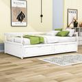 Harriet Bee Dzeisonas Twin Size Wooden Daybed w/ Trundle & Two Storage Drawers Wood in White | 23 H x 41 W x 79 D in | Wayfair