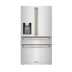 ZLINE 36" Autograph Edition 21.6 cu. ft Freestanding French Door Refrigerator w/ Water & Ice Dispenser, in Yellow | Wayfair RFMZ-W-36-G