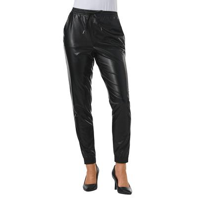 K Jordan Faux Leather Jogger (Size L) Black, Synthetic