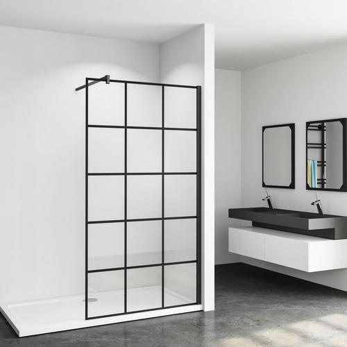 80x200cm Schwarze Gittermuster FormDuschabtrennung 8mm Nano esg Duschwand Duschabtrennung + f