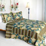 Vintga Style Cotton 3PC Vermicelli-Quilted Patchwork Quilt Set (Full/Queen Size)