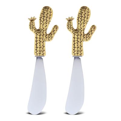 KitchaBon Gold Stainless Steel Cheese Spreader Set of 2 - Cactus