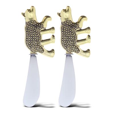 KitchaBon Gold Stainless Steel Cheese Spreader Set of 2 - Black Bear