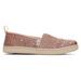 TOMS Kids Youth Pink Rose Gold Cosmic Glitter Alpargata Shoes, Size 3