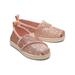 TOMS Kids Tiny Pink Rose Gold Cosmic Glitter Alpargata Shoes, Size 7