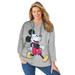 Plus Size Women's Disney Women's Hooded Sweatshirt Heather Grey Mickey Wink by Disney in Heather Grey Mickey Wink (Size 14/16)