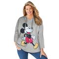 Plus Size Women's Disney Women's Hooded Sweatshirt Heather Grey Mickey Wink by Disney in Heather Grey Mickey Wink (Size 18/20)