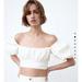 Zara Tops | Nwt Zara Voluminous Crop Top | Color: White | Size: L