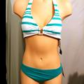 Ralph Lauren Swim | Lauren Ralph Lauren Triangle Halter Bikini Set | Color: Green/White | Size: 6