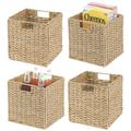 mDesign Seagrass Woven Kitchen Basket Organizer, Handles Seagrass, Wood in Brown | 10.5 H x 10.5 W x 10.5 D in | Wayfair 14832MDK