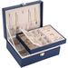 Rosdorf Park Large 2 Layer Jewelry Box Faux Leather/Velvet in Blue | 3.37 H x 9.1 W x 6.75 D in | Wayfair C123170764DF4BD08ED4AE49339CA704