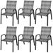 Lark Manor™ Amellie Red Barrel Studio® Set Of 6 Patio Rattan Dining Chairs Stackable Armrest Garden Mix Brown in Gray | Wayfair