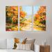 Red Barrel Studio® Path In Autumn Forest - Landscape Framed Canvas Wall Art Set Of 3 Canvas, Wood in White | 28 H x 36 W x 1 D in | Wayfair