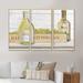 Rosalind Wheeler White Chardonnay Wine Bottles - Farmhouse Framed Canvas Wall Art Set Of 3 Metal in Green/White | 32 H x 48 W x 1 D in | Wayfair